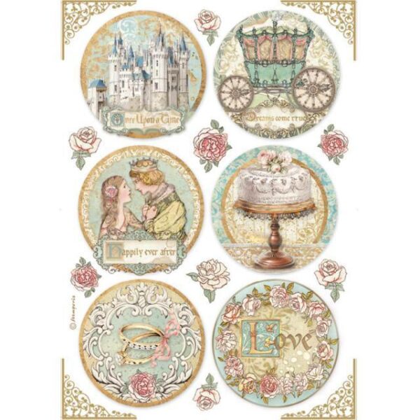 Stamperia Rice Paper A4 Sleeping Beauty Rounds (DFSA4576)