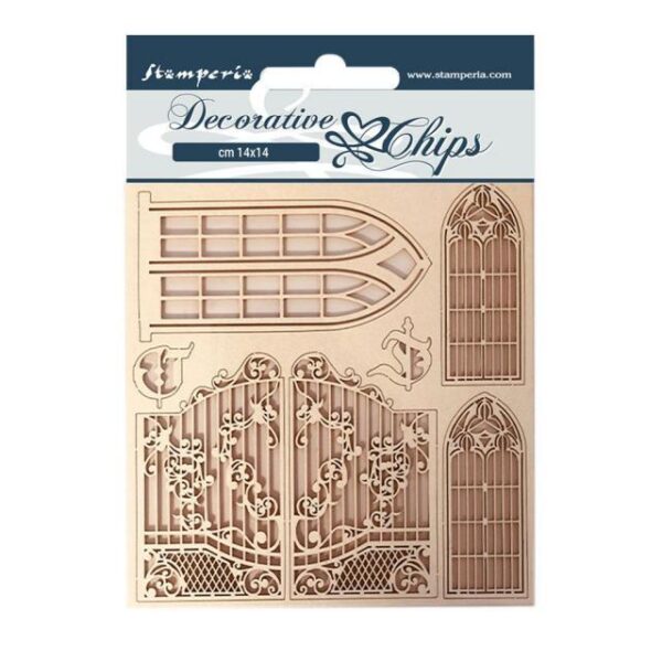 Stamperia Decorative Chips sleeping Beauty Window and Doors (SCB59)