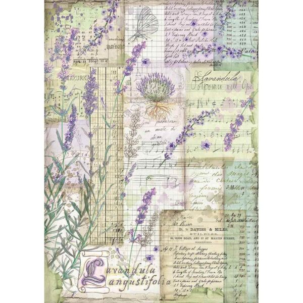 Stamperia Rice Paper A4 Lavender Fantasy (DFSA4455)