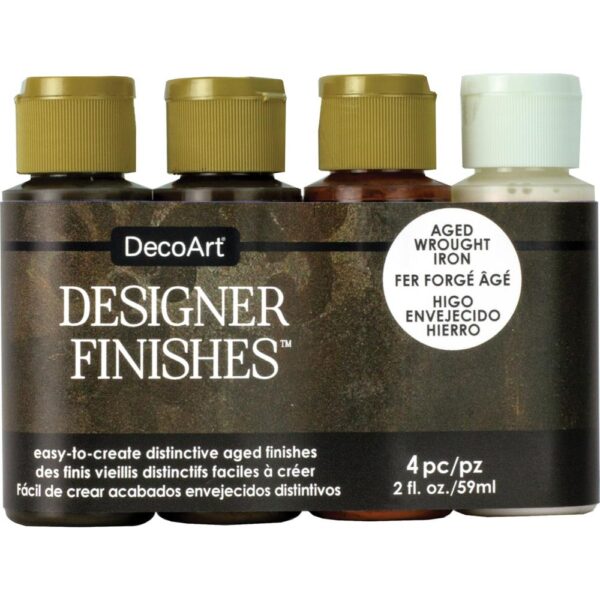 DecoArt Designer Finishes Paint Pack Aged Wrought Iron 4/Pkg