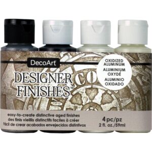 DecoArt Designer Finishes Paint Pack Oxidized Aluminium 4/Pkg