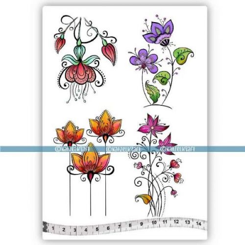 Katzelkraft: Les Fleurs Tangles (Flower Doodle) KTZ 178 - Rubberstamps