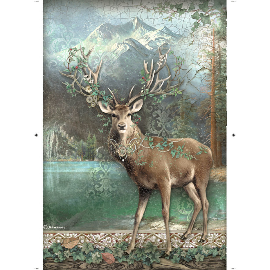 A4 Rice Paper Magic Forest Packed Deer (DFSA4750)