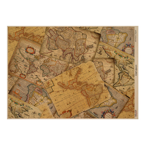 KRAFT PAPER SHEET MAPS OF THE SEAS AND CONTINENTS #01