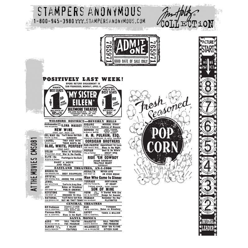 Tim Holtz Cling Mount Stamps: CMS081 AT THE MOVIES