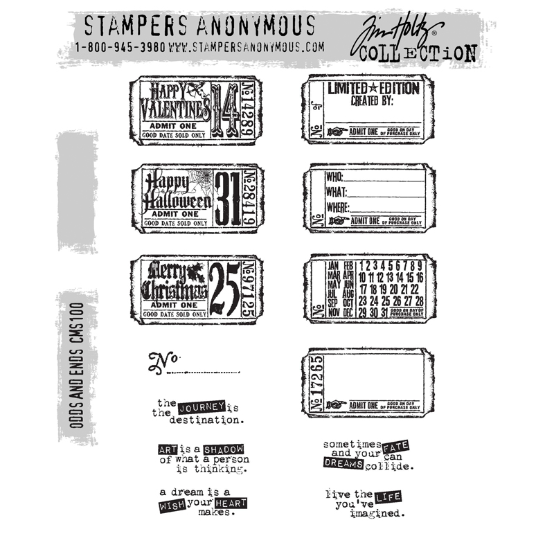 Tim Holtz Cling Mount Stamps: CMS100 ODDS AND ENDS