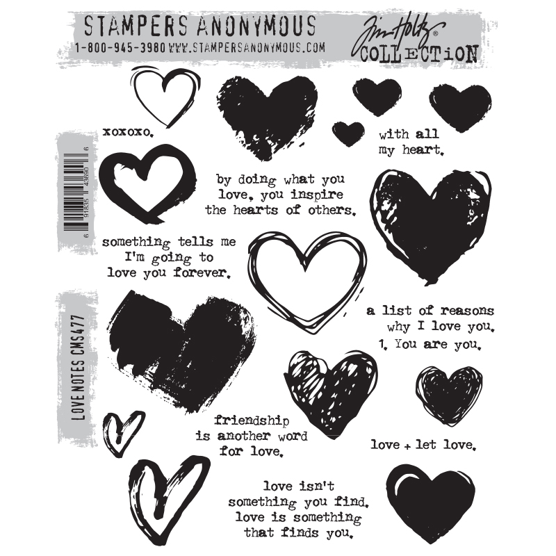 Tim Holtz Cling Mount Stamps: CMS477 LOVE NOTES